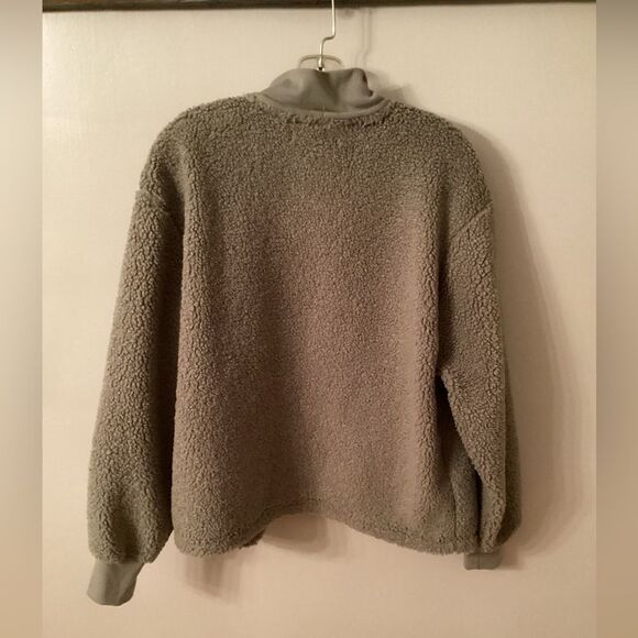 C & C CALIFORNIA SIZE XL OLIVE GREEN 1/4 ZIP SHERPA PULLOVER LOUNGE - Picture 2 of 6